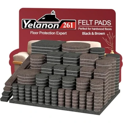 Abbildung von Yelanon Filzgleiter selbstklebend 261 Stück Set Groß Premium Möbelgleiter Filz Stuhl für Möbelfüße Schwarz + Braun