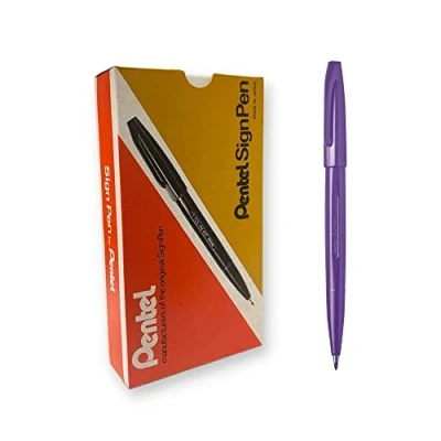 Abbildung von Pentel S520 V Sign Pen Faserschreiber, 0,8 mm Strichstärke, violett, 12er Pack