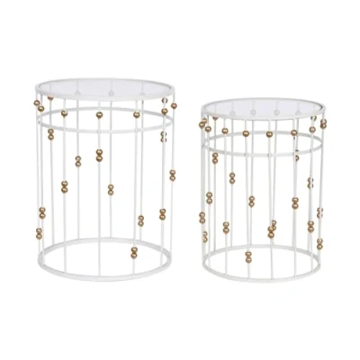 Abbildung von Home ESPRIT Set mit 2 Tischen in Weißgold, 42 x 55 cm