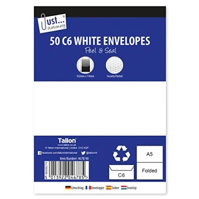 Abbildung von Tallon Just Stationery Umschläge C6 Peel &amp; Seal, weiß (50 Stück)