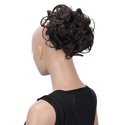 Abbildung von CAISHA Dutt Haarteil Zopf Haarknoten Hepburn Haargummi Hochsteckfrisuren DM15cm Gewellt Schokobraun HK103