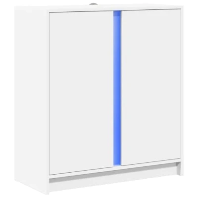 Abbildung von vidaXL Sideboard, Kommode mit LED Stauraum, Anrichte Schrank für Wohnzimmer, Beistellschrank Mehrzweckschrank Highboard, Weiß Holzwerkstoff