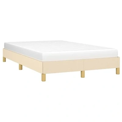 Abbildung von vidaXL Polsterbett, Bett Bettgestell mit Lattenrost, Schlafzimmerbett Doppelbett Stützbeinen, Bettrahmen Schlafzimmermöbel, Creme 120x200cm Stoff