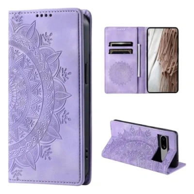 Abbildung von CoverKingz Handyhülle für Google Pixel 8a Handytasche mit Kartenfach Klapp Etui Cover Handy Hülle klappbar Motiv Mandala Lila