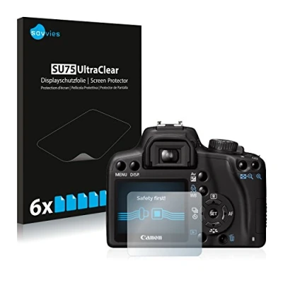 Abbildung von Savvies 6 Stück Schutzfolie für Canon EOS 1000D Displayschutz Folie Ultra Transparent