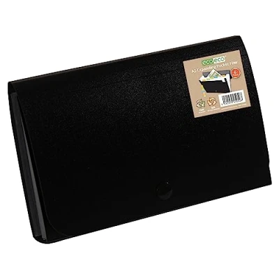 Abbildung von eco A6 50% Recycelt 6 Taschen Schwarz Farbe Expanding Datei, eco052