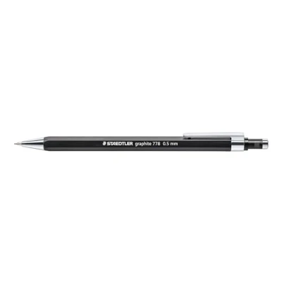 Abbildung von STAEDTLER graphite Druckbleistift 778, schlanke Sechskantform, Linienbreite 0.5 mm, Spitze und Clip aus Metall, 10 Druckbleistifte in der Kartonfaltschachtel,778 05 9
