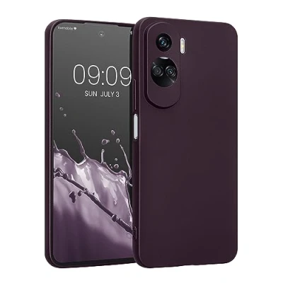 Abbildung von kwmobile Handyhülle kompatibel mit Honor 90 Lite 5G Hülle weiche Silikon Case metallisch schimmernd in Metallic Brombeere