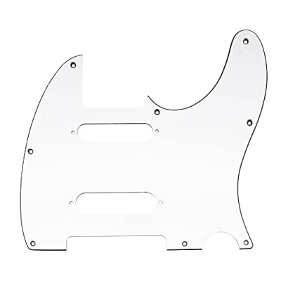 Abbildung von Musiclily Pro 8 Löcher SS Gitarre Tele Schlagbrett Pickguard für USA/Mexico Fender Deluxe Nashville Telecaster E Gitarre, 3 lagig Weiß