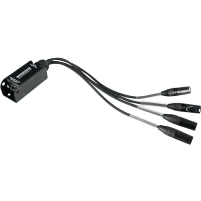 Abbildung von Pronomic NetCore SP 3M Multicore Spliss male Peitsche mit 4 XLR Steckern (male) auf RJ45 Buchse zur Übertragung analoger oder digitaler Signale über Netzwerkkabel