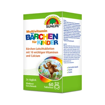 Abbildung von SUNLIFE SUNLIFE® Multivitamin Bärchen Lutschtabletten Kinder Rundumversorgung 2x täglich eine Tablette langsam im Mund zergehen lassen