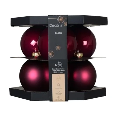 Abbildung von Decoris season decorations Weihnachtsbaumkugel, Weihnachtskugeln Glas 10cm 6 Stück Granatapfel
