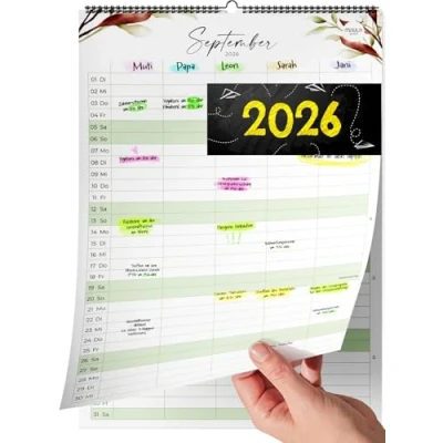 Abbildung von Familienplaner 2025 2026 Familienkalender &amp; Wandkalender für Zuhause, Büro und Familie Jahreskalender Juli bis Dezember Praktischer Kalender Wand (Terrazzo)