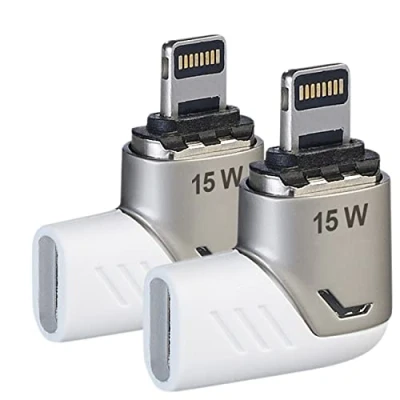 Abbildung von Callstel iPhone Adapter: 2er Set Lightning kompatibler 90 USB C Schnell Ladeadapter,magnetisch (Lightning Magnet Adapter, Magnetic Handy Datenkabel)