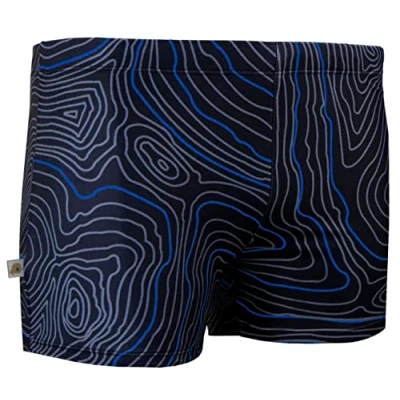 Abbildung von GUGGEN Mountain Herren Badehose Schwimmhose Männer kurz eng anliegend Badeshorts gestreift Print, Blau, XL