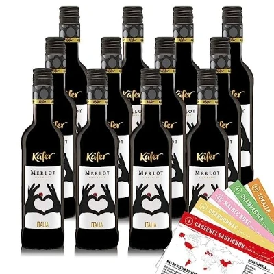 Abbildung von Käfer Merlot IGP, trocken, sortenreines Weinpaket + VINOX Winecards (12x0,25l)