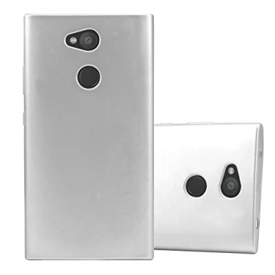 Abbildung von Cadorabo Hülle kompatibel mit Sony Xperia L2 Schutzhülle TPU Silikon Case Metallic Design Slim Kratzfest Weiche Gummi Rundumschutz für in Silber