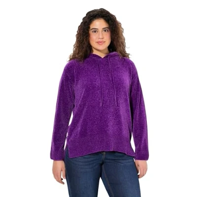 Abbildung von Ulla Popken Chenille Strickpullover, Damen, Größe: 58/60, Dark purple