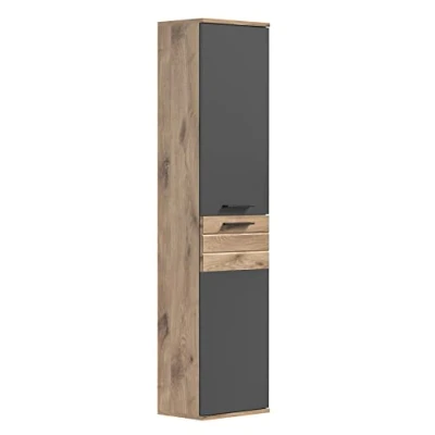 Abbildung von xonox.home X12B8751 Mason Hochschrank Bad Grau, Badschrank zum Hängen 37 x 152 24 cm
