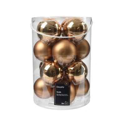 Abbildung von Decoris season decorations Weihnachtsbaumkugel, Weihnachtskugeln Glas 8cm 16 Stück Pekanuss Braun