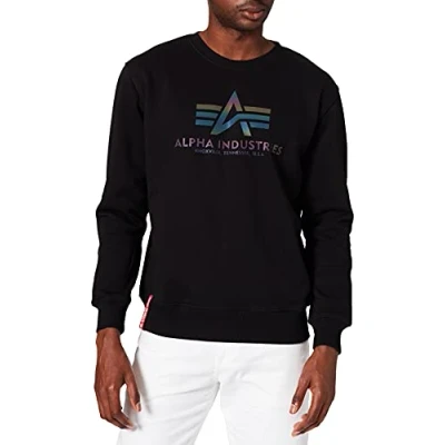 Abbildung von Alpha Industries Basic Rainbow Print Sweatshirt, Herren, Größe: Small, Black