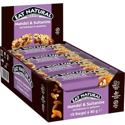 Abbildung von Eat Natural Frucht &amp; Nussriegel Mandel Sultanine mit Erdnüssen Aprikosen Glutenfreier Snack Ideal für unterwegs. 12x40 g