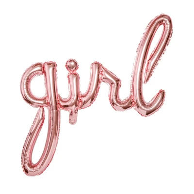 Abbildung von PartyDeco Folie Ballon Girl Mädchen Aufschrift in Rosa Gold Dekoration für Gender Reveal Baby Shower Hel Luft Größe ca. 77x70 cm Girlande Geburtstag
