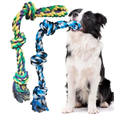 Abbildung von TUAHOO Hundespielzeug Seil für Große Hunde Aggressiven Kauen Set mit 2 unzerstörbare Kauspielzeug und Mittlere Hunde, Interaktives Spielzeug zum Zahnen Tauziehen