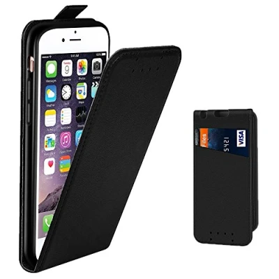 Abbildung von Supad iPhone 6 Hülle, 6S Leder Tasche für Apple / 4,7 Zoll Handyhülle Flip Case Schutzhülle (Schwarz)