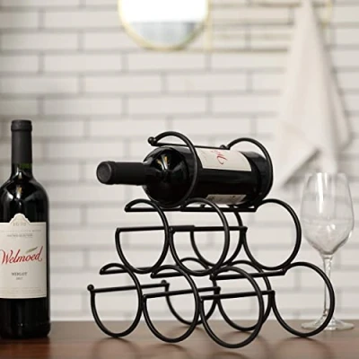Abbildung von JHY DESIGN Eisen Tisch Weinregal, Wein Flaschenregal Weinregale Freistehender Weinhalter Weinflaschenhalter Tragbarer Weinschrank für Home Counter Bar Küche (6 Flaschen Design, Dia 9cm)