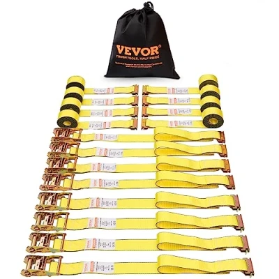 Abbildung von VEVOR 8er Set Spanngurt 0,05 x 4,6 m Zurrgurt 1995,8 kg Ratschenzurrgurt Polyester Gurt Kohlenstoffstahl Haken Befestigungsgurt Ratschenspanngurt Ideal für Motorräder Fahrräder Kajaks UTV Boote ATV