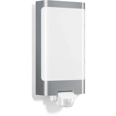 Abbildung von Steinel LED Außenleuchte L 240 S Edelstahl, 9.3 W Wandlampe, warm weiß, 180 Bewegungsmelder, 10 m Reichweite, 8.1 x 16.5 30.5 cm