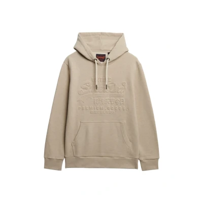 Abbildung von Superdry Herren Hoodie mit geprägter Grafik Pastellbeige Meliert XXL