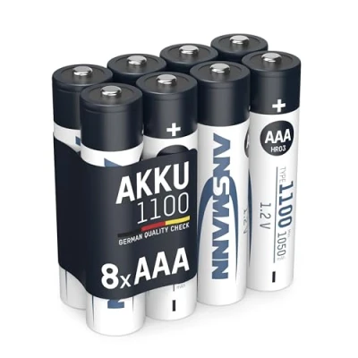 Abbildung von ANSMANN AG Akku AAA 1100mAh Micro NiMH 1,2V 1000x wiederaufladbar (8 Stück) 1100 mAh (1.2 V)