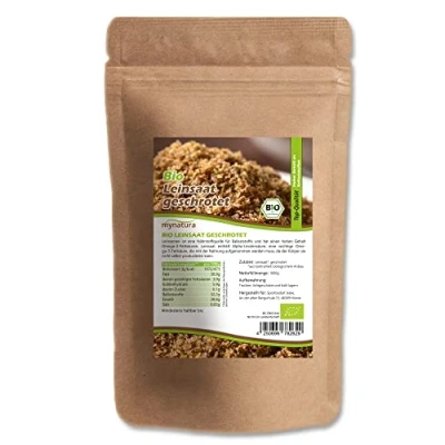 Abbildung von Mynatura Bio Lein geschrotet I Leinsamen Leinsaat biologischer Anbau Vegane Küche braune Samen Im Beutel (2x 1000g)