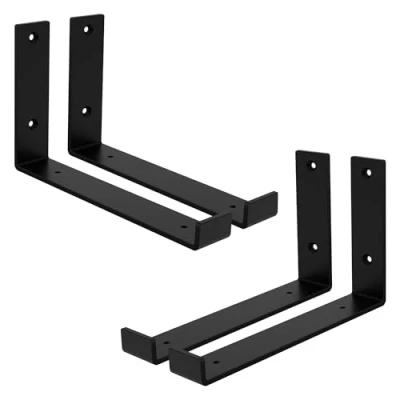 Abbildung von ML Design 4 Stück Regalhalterung, 25x4x14 cm, Schwarz, Metall, 10 Zoll Regalhalterungen, Industrielle Regalwinkel, Regalträger für Wandmontage, 90 Grad Wandhalterung, L Form Wandregal, inkl. Schrauben