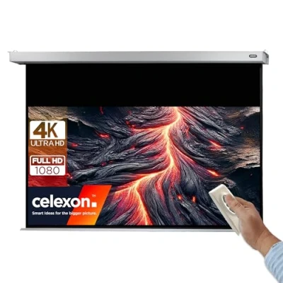Abbildung von celexon Professional Plus Motor Leinwand 75&quot; 160x100 cm 16:10 elektrische 4K,Full HD Präsentations für Ihren Heimkinobeamer zur Decken / Wand Montage mit Fernbedienung