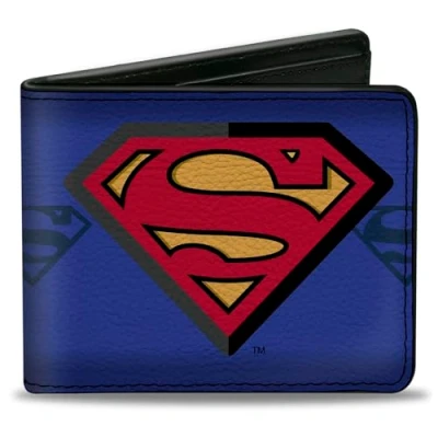 Abbildung von Buckle Down Herren Bifold Wallet Superman Reisezubehr Bi Fold Brieftasche, Mehrfarbig, 4.0&quot; x 3.5&quot;