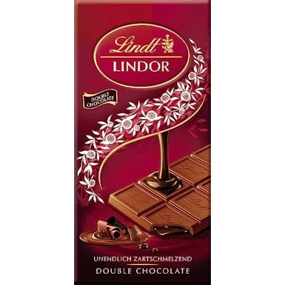 Abbildung von Lindt Schokolade LINDOR Double Chocolate 100 g Tafel Feinste Vollmilch mit einer unendlich zartschmelzenden dunklen Füllung Schokoladentafel Schokoladengeschenk