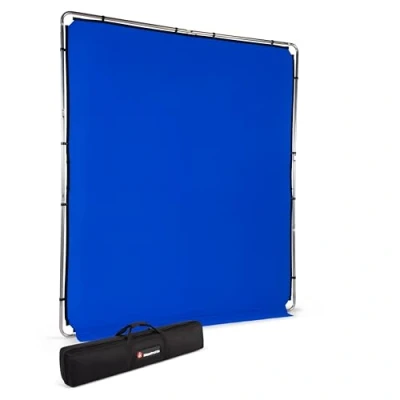 Abbildung von Manfrotto EzyFrame Fotografie/Video Großformat Falthintergrund Kit 2 x 2,3m Chromakey Blau Schnellmontage Aluminiumrahmen kommt mit festem Transportkoffer extrem portabel LL LB7948