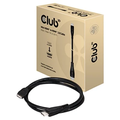 Abbildung von CLUB3D Mini HDMI™ to 2.0 4K60Hz Kabel 1Meter, 1 m, HDMI Type C (Mini), Typ A (Standard), 18 Gbit/s, Schwarz