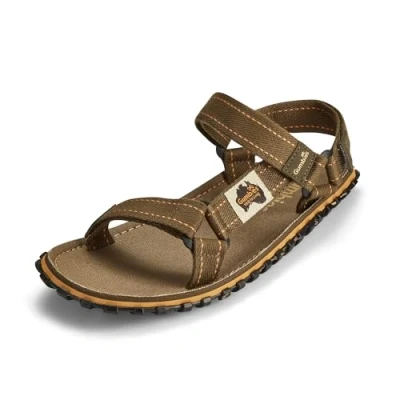 Abbildung von Gumbies Tracker Trekkingsandalen mit stabiler Sohle aus recycelten Autoreifen, ergonomisches Fußbett Canvas Baumwolle, verstellbare Riemen Khaki, 37