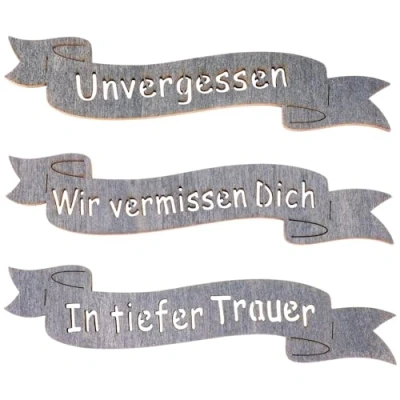 Abbildung von matches21 HOME &amp; HOBBY Dekofigur Banderole für Trauergeschenke Deko Grabgestecke 3er grau (3 St)