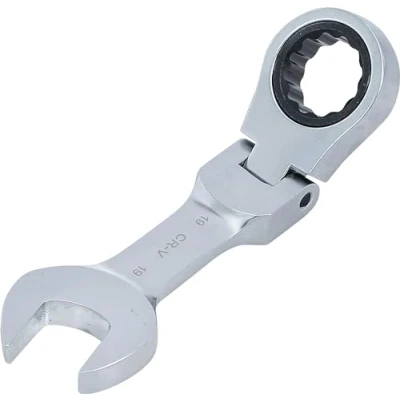 Abbildung von BGS 6919 Ratschenring Maulschlüssel kurz 140 mm abwinkelbar SW 19 Ratschenschlüssel feinverzahnt, CV Stahl