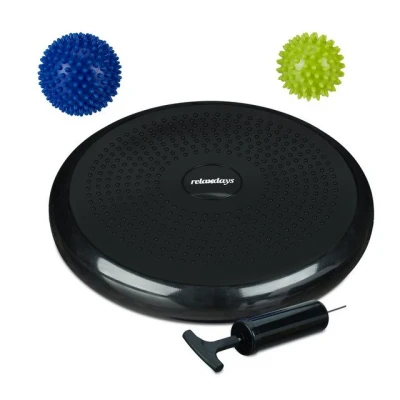 Abbildung von relaxdays Balancekissen Balance Kissen mit 2 Massagebällen, Schwarz