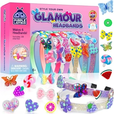 Abbildung von PURPLE LADYBUG Haarreifen Bastelset Kinder ab 6 Jahre Ostergeschenke 10 Kreatives Basteln Mädchen 8 Geschenke 11 DIY Haarschmuck 4 12