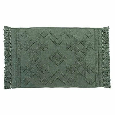 Abbildung von Douceur d&#039;Intérieur, Rechteckiger Teppich mit Fransen, 120 x 170 cm, Baumwolle, Jacquard, Kaki