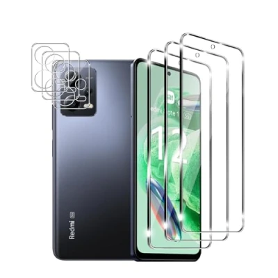 Abbildung von Zicurz 3+3 Stück Schutzglas für Xiaomi Redmi Note 12 5G, Panzer Schutz Glas, 3 Schutzfolie und Kamera Schutzglas, HD Displayschutz, Blasenfrei, 5G