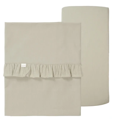 Abbildung von Koeka Babylaken und Spannbettlaken ruffle Kombipaket Far sage