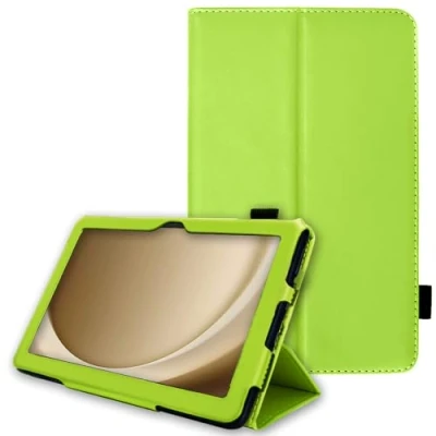 Abbildung von TECHGEAR Lederhülle für Samsung Galaxy Tab A9 Plus 11 Zoll (SM X210 / SM X215), Premium PU Leder, schmal, Standfunktion, Smart Schutzhülle mit Handschlaufe, automatischer Schlaf /Wachmodus, Grün